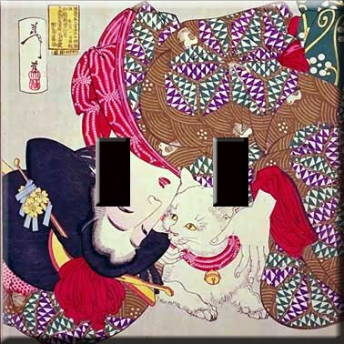 Geisha Girl Decorative Double Switchplate Cover