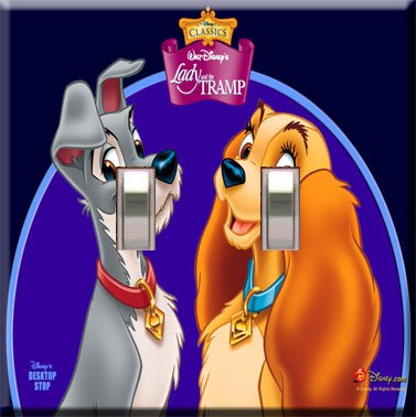 Lady & the Tramp Handcrafted Double Switchplate Cover