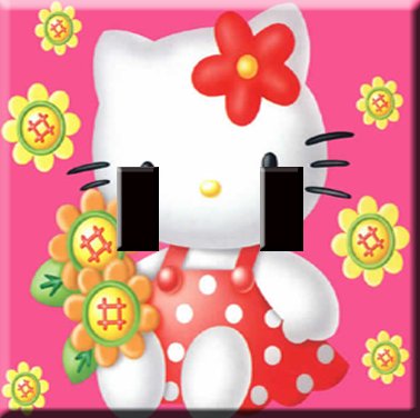 Hello Kitty in Pink Handcrafted Double Switchplate Cover