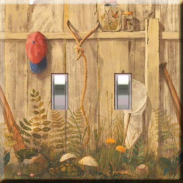 Little Boy's Fence Handcrafted Double Switchplate Cover