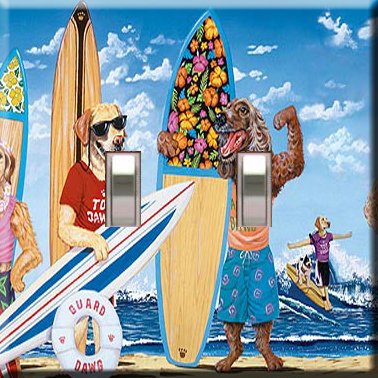 Surfin' Dawgs Handcrafted Double Switchplate Cover