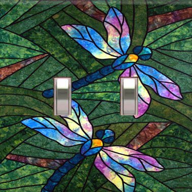 Dragonflies Handcrafted Double Switchplate Cover