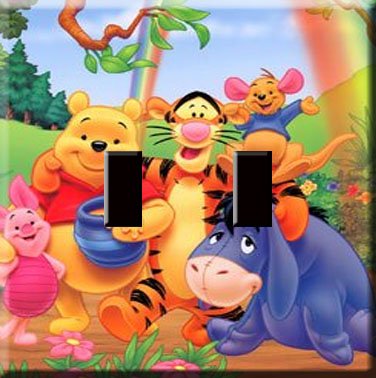 Winnie the Pooh & Friends Handcrafted Double Switchplate Cover