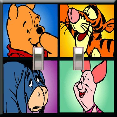 Winnie the Pooh Handcrafted Double Switchplate Cover