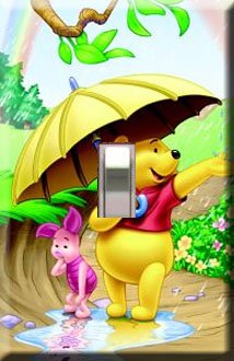 Winnie the Pooh Rainy Day Handcrafted Single Switchplate Cover