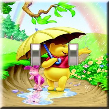 Winnie the Pooh Rainy Day Handcrafted Double Switchplate Cover
