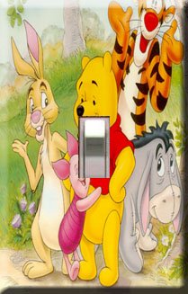 Winnie the Pooh & Gang Handcrafted Single Switchplate Cover