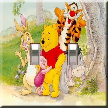 Winnie the Pooh & Gang Handcrafted Double Switchplate Cover