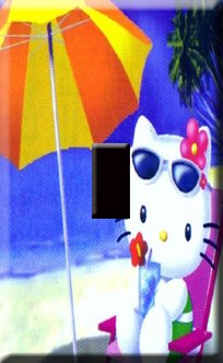 Hello Kitty on the Beach Handcrafted Single Switchplate Cover