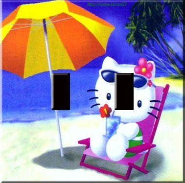 Hello Kitty on the Beach Handcrafted Double Switchplate Cover