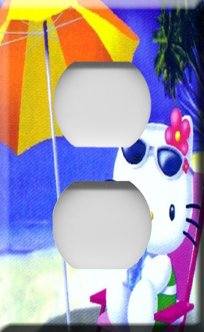 Hello Kitty on the Beach Handcrafted Outlet Cover