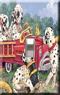 Dalmations with Firetruck Handcrafted Single Switchplate Cover