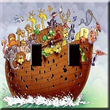 Noah's Ark Handcrafted Double Switchplate Cover