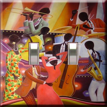 African American Jazz Art Handcrafted Double Switchplate Cover