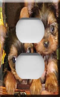 Yorkie Puppies Handcrafted Single Switchplate Cover