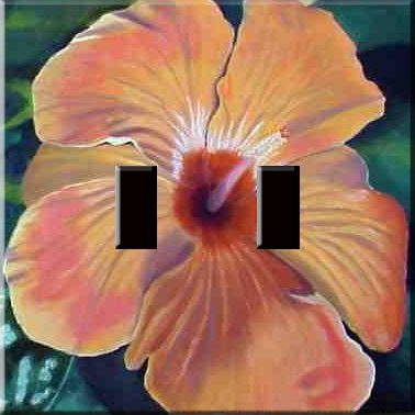 Hibiscus Painting Handcrafted Double Switchplate Cover