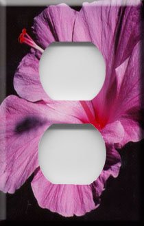 Purple Hibiscus Handcrafted Outlet Cover