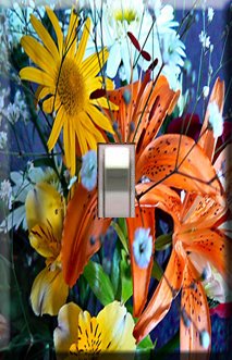 Spring Flowers Handcrafted Single Switchplate Cover