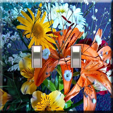 Spring Flowers Handcrafted Double Switchplate Cover