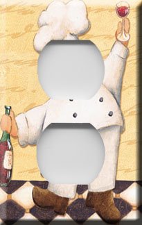 Kitchen Chef w/Wine Handcrafted Outlet Cover