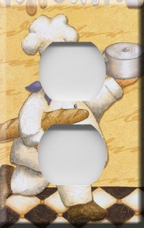 Kitchen Chef w/Bread Handcrafted Outlet Cover