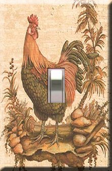 Kitchen Rooster Handcrafted Single Switchplate Cover
