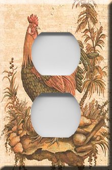 Kitchen Rooster Handcrafted Outlet Cover