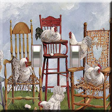 Lots of Roosters Handcrafted Double Switchplate Cover