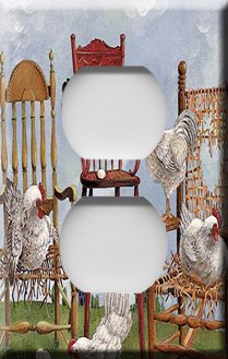 Lots of Roosters Handcrafted Outlet Cover