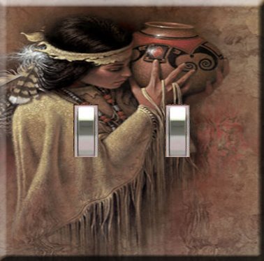Indian Maiden Handcrafted Double Switchplate Cover