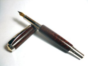 Handmade Stabilized Snakewood Jr. Gentleman II Fountain Pen - Rhodium