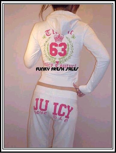 NWT White Authentic Juicy Couture Classic 63 Set Size Large