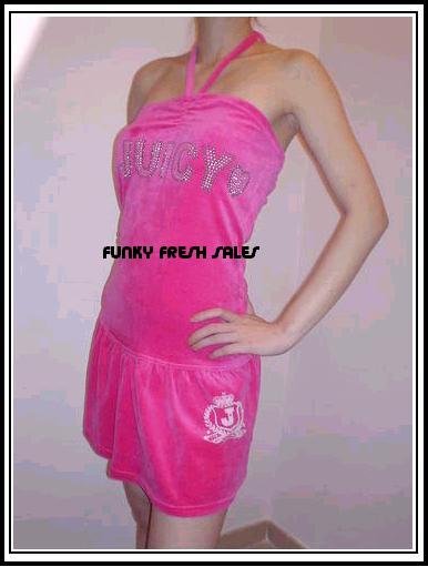 NWT Authentic Fuschia Juicy Couture Velour Halter Dress Size Medium