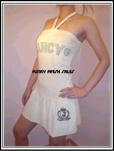 NWT Authentic White Juicy Couture Velour Halter Dress Size Large