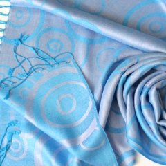 Reversible Jacquard Pashmina Shawl - (Blue)