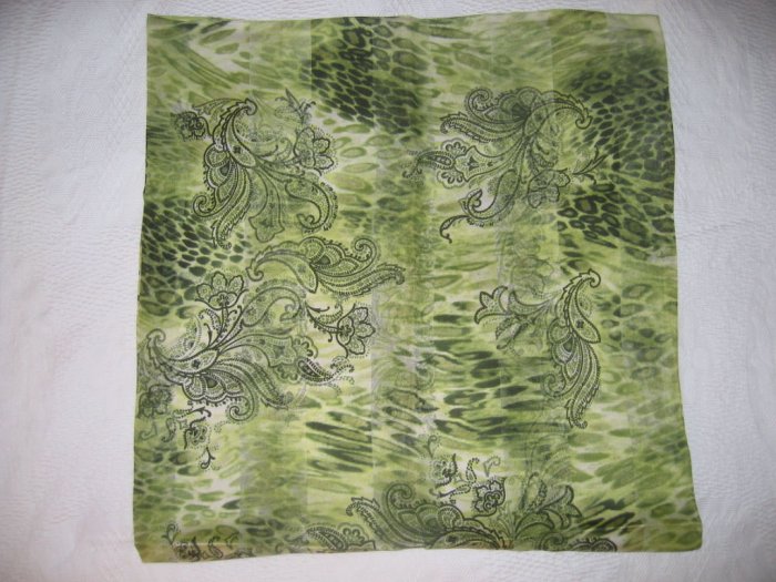 Italian Large Square Scarf - Floral green