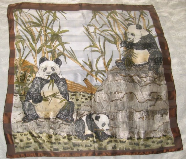 Large Italian Square Scarf - Pandas