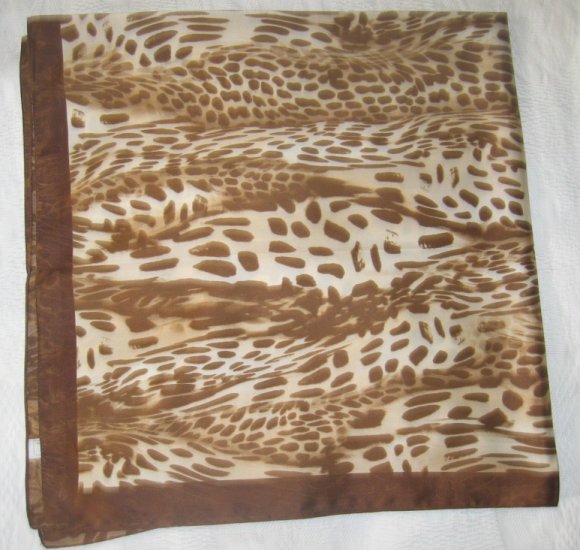 Large Italian Square Scarf - Beige and Brown Tones