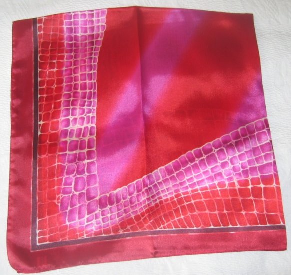 Large Italian Square Scarf - Abstract Crocodile Prints - Fuchsia