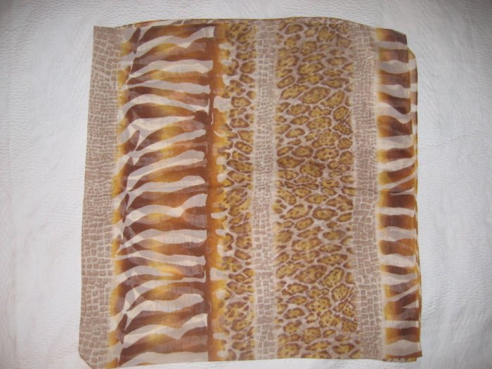 Large Italian Square Scarf - Golden Brown Prints
