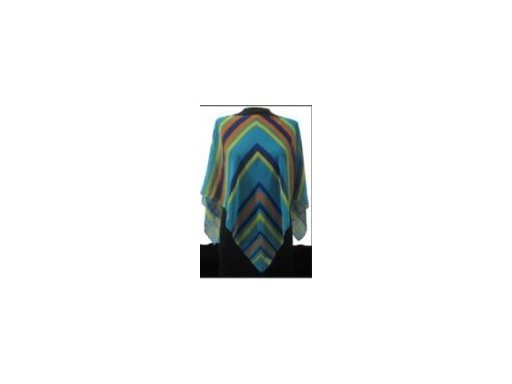 Multicolor Geometric Lines Poncho - Blue