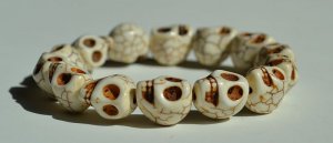 Bone White Day of the Dead Skull Bracelet (Dia De Los Muertos - All Saints Day - Goth)