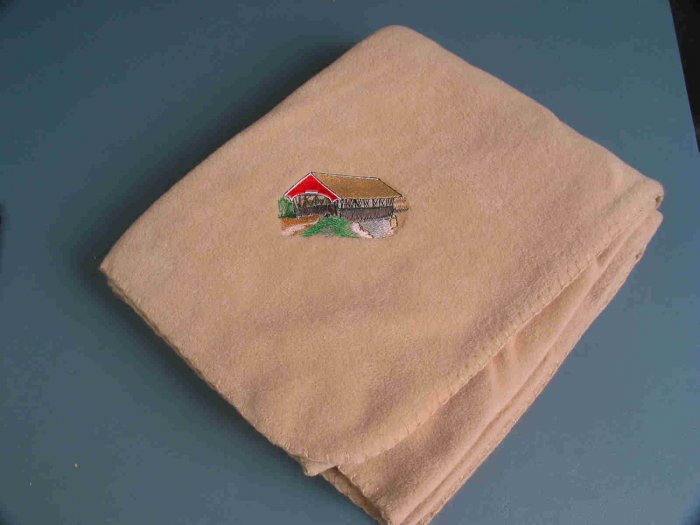 Polyester Covered Bridge Beige Fleece Throw