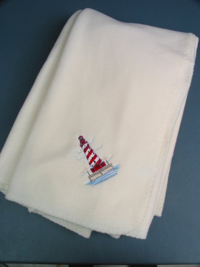 Polyester White Shoal LIGHTHOUSE Fleece Throw