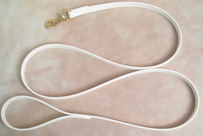 6' Long 3/4" White Beta Biothane Dog Leash