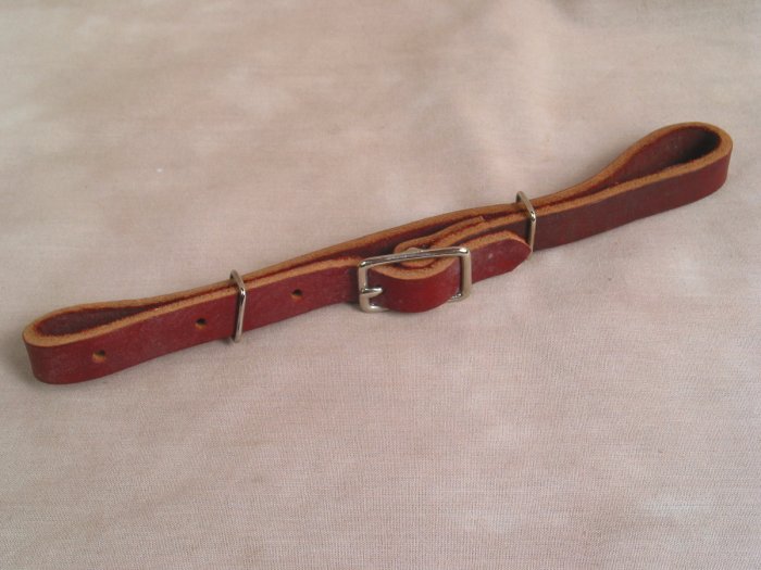 Flat Dark Leather Double Curb Strap