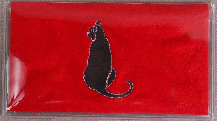 Felt Embroidered Black Cat Red Vinyl Checkbook Cover