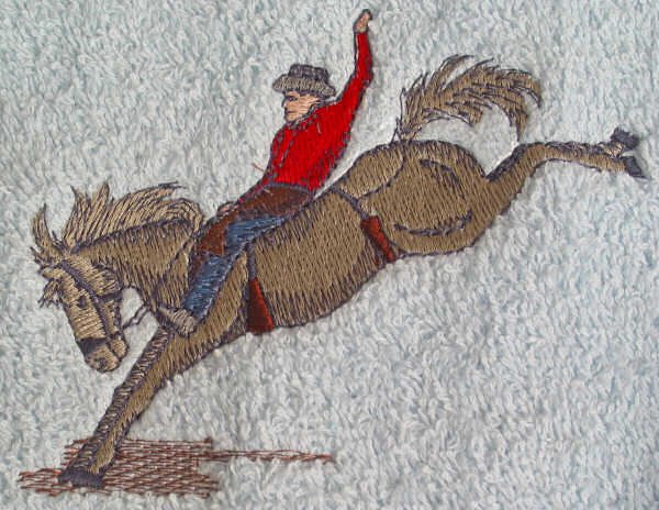 Embroidered Bareback Bronco HORSE Light Blue Wash Hand Bath Towel Set