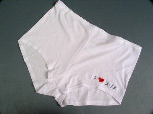 Personalized Embroidered White Cotton Boy Shorts Panties Large