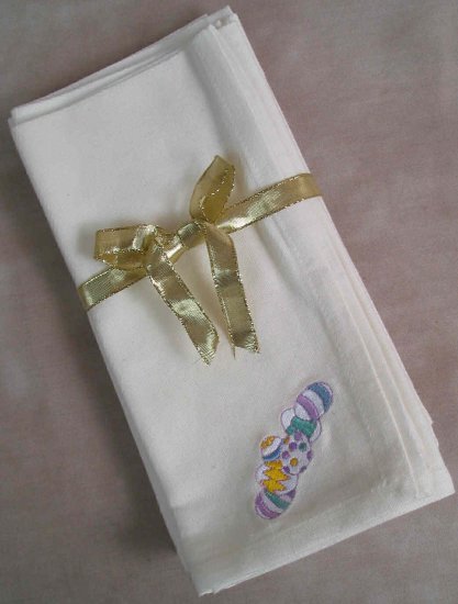 Embroidered Easter Eggs Cream Napkins Set of Four